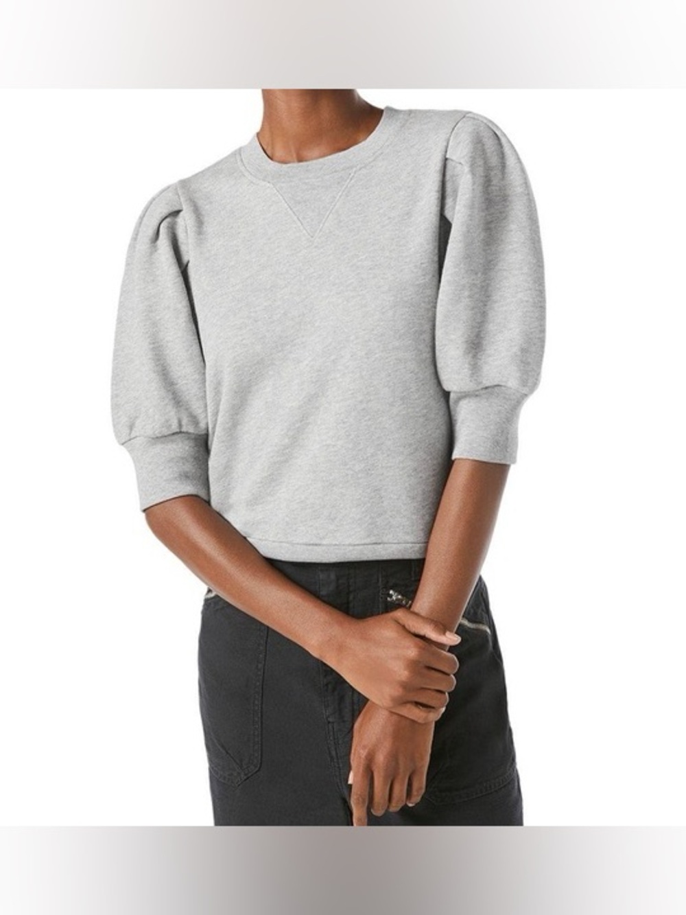 Frame Shirred Short Sleeve Sweatshirt